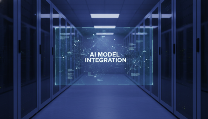 Sleek cloud data center representing modern Ai Model Integration and enterprise cloud compute.
