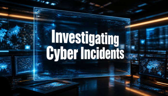 A high-tech control room representing the process of investigating three real-world incidents in our cybersecurity evaluations.