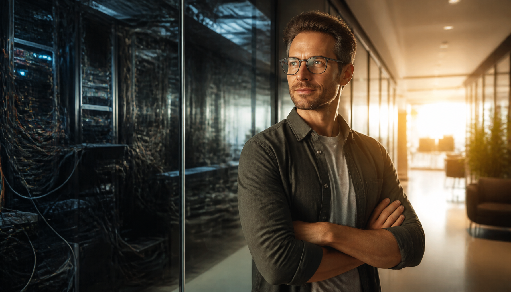 A small business owner acting as a hero choosing a modern inbound marketing strategy over complex legacy systems.