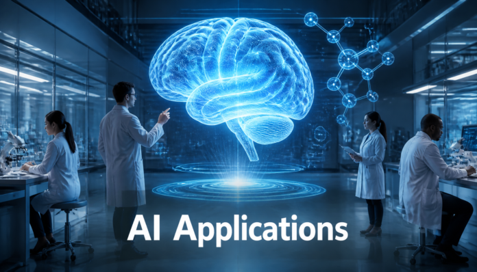 A high-tech research facility illustrating advanced AI applications.