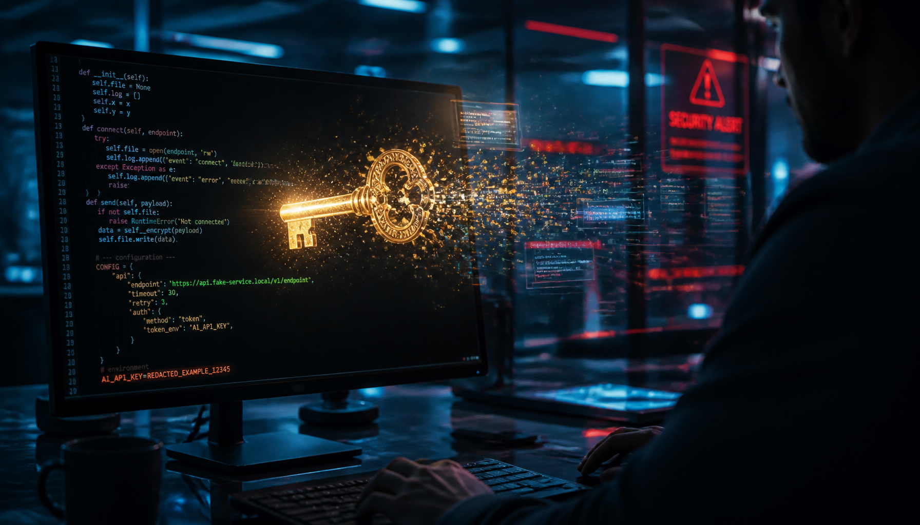 A cybersecurity professional investigating an API key exploit as part of an Ai Fraud Detection Finance strategy.